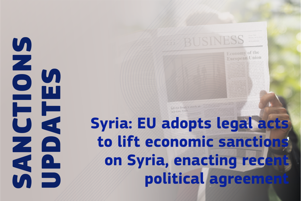 Syria: EU adopts legal acts to lift economic sanctions on Syria, enacting recent political agreement